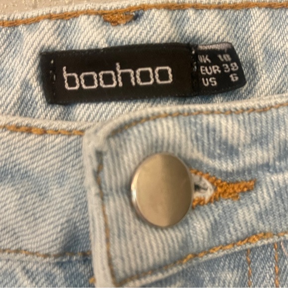 Boohoo straight leg distressed graffiti jeans size 6 90’s Y2K baggy grunge girly - Picture 13 of 13